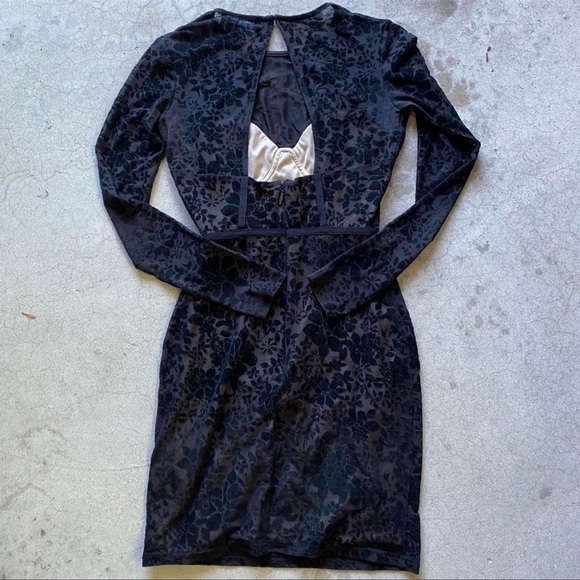 Lulu’s Cor-Set to Go Black Burnout Velvet Print Dress - Picture 4 of 5